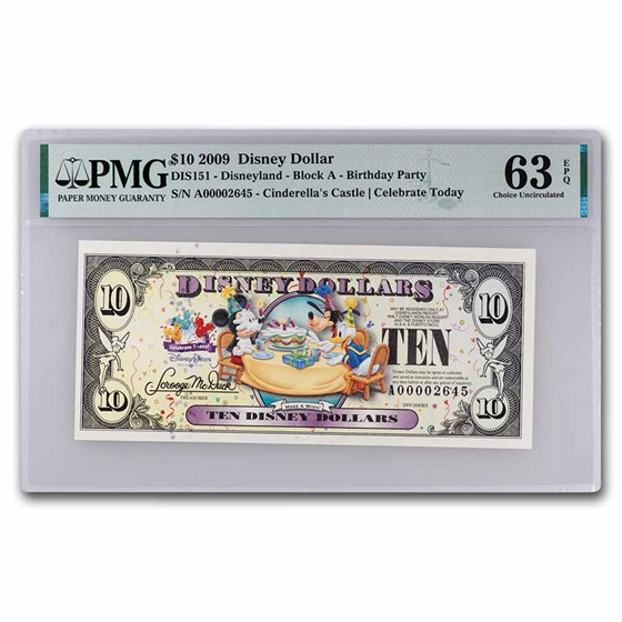 2009 $10.00 (A) Celebration Party CU-63 EPQ PMG (DIS#151) 2009 $10.00 (A) Celebration Party CU-63 EPQ PMG (DIS#151)