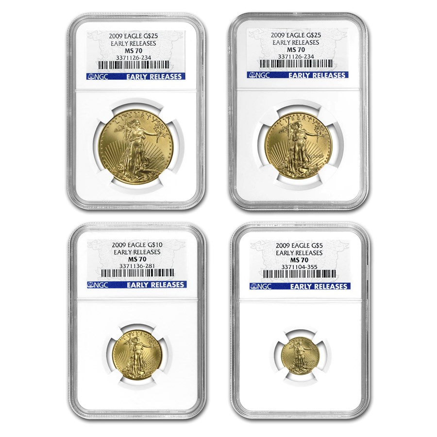 2009 4-Coin American Gold Eagle Set MS-70 NGC (ER)