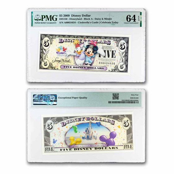 2009 $5.00 (A) Daisy & Minnie CU-64 EPQ PMG (DIS#150)