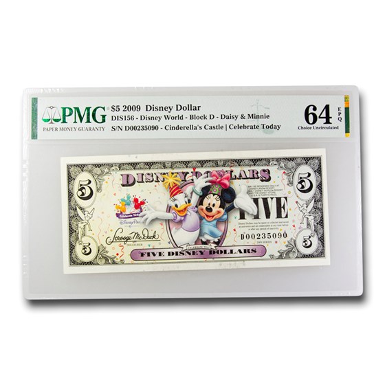 2009 $5.00 Disney Dollar Celebrate Daisy/Minnie CH CU-64 EPQ PMG 2009 $5.00 Disney Dollar Celebrate Daisy/Minnie CH CU-64 EPQ PMG