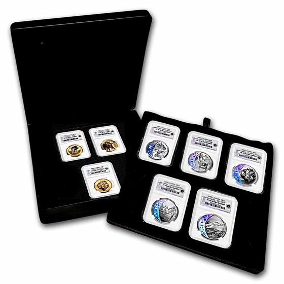 2009 8-Coin Silver & Gold 2010 Olympics PF-70 NGC (Damaged Box) 2009 8-Coin Silver & Gold 2010 Olympics PF-70 NGC (Damaged Box)