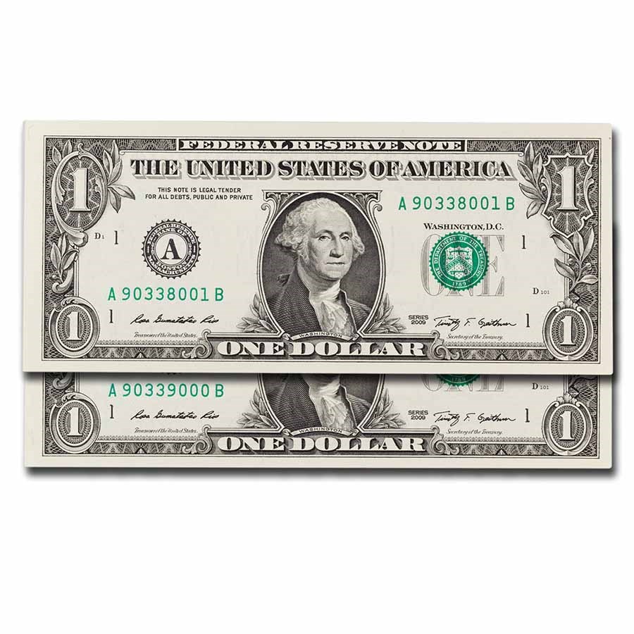 2009 (A-Boston) $1 FRN CU (Fr#3000-A) 1st & Last Brick w/Label)