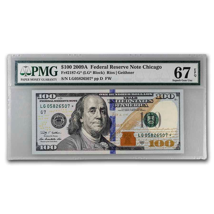 Buy 2009-A* (G-Chicago) $100 FRN CU-67 EPQ PMG (Fr#2187-G*) Star Note ...