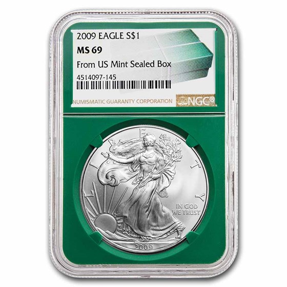 2009 American Silver Eagle MS-69 NGC (Green Holder) 2009 American Silver Eagle MS-69 NGC (Green Holder)