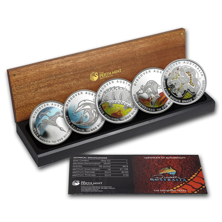 2009 AUS 5-Coin 1 oz Silver Discover Australia Dreaming Proof Set