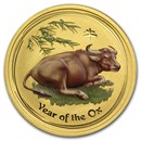 2009 Australia 1/2 oz Gold Lunar Ox BU (SII, Colorized)