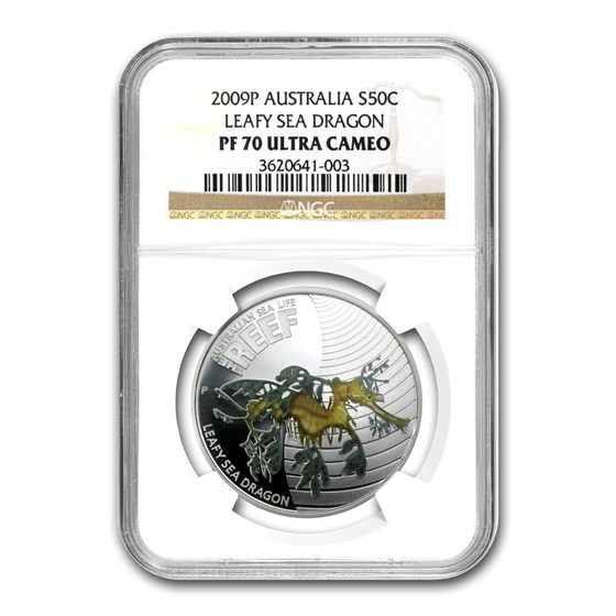 2009 Australia 1/2 oz Silver Leafy Sea Dragon PF-70 NGC 2009 Australia 1/2 oz Silver Leafy Sea Dragon PF-70 NGC