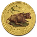2009 Australia 1/4 oz Gold Lunar Ox BU (SII, Colorized)
