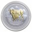 2009 Australia 1 oz Silver Ox BU (Series II, Gilded, In Capsule)