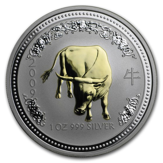 2009 Australia 1 oz Silver Year of the Ox BU (Series I, Gilded) 2009 Australia 1 oz Silver Year of the Ox BU (Series I, Gilded)