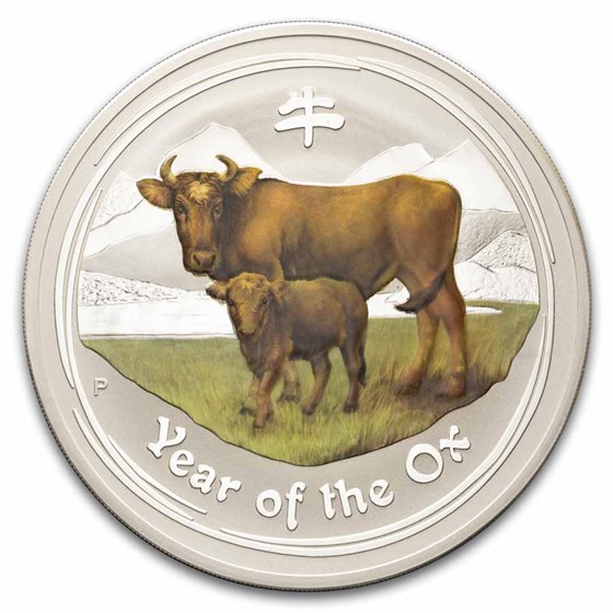 2009 Australia 10 oz Silver Colorized Year of the Ox BU (SII)