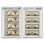 2009 (B-New York) $50 FRN CU-65 EPQ (Fr#2131-B) PMG 4 Uncut Sheet