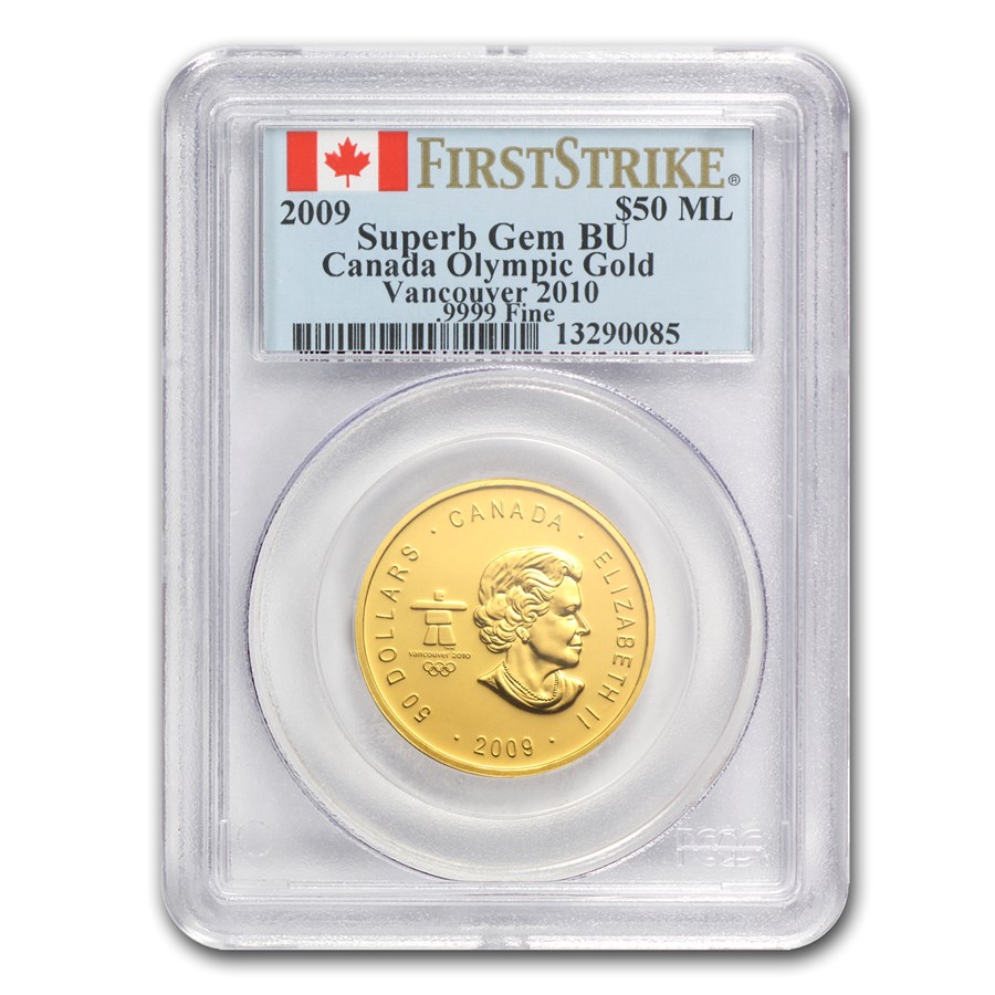 2009 CAN 1 oz Gold $50 Vancouver 2010 Olympic T'bird Gem BU (FS)