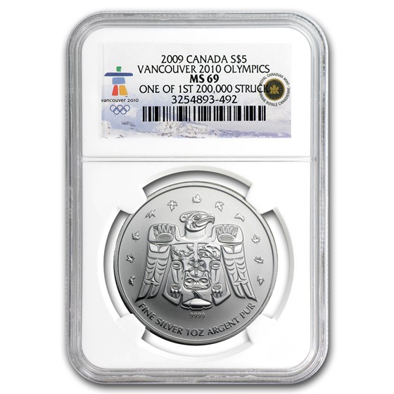 2009 Canada 1 oz Silver Maple Leaf MS-69 NGC (Vancouver) 2009 Canada 1 oz Silver Maple Leaf MS-69 NGC (Vancouver)