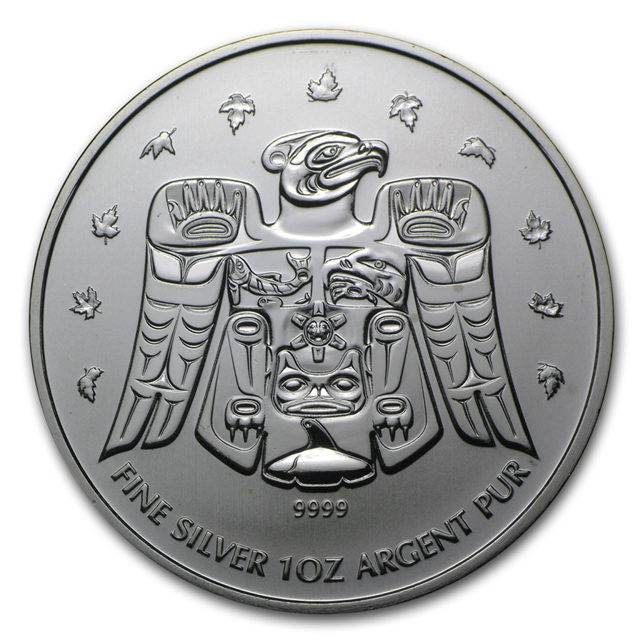 2009 Canada 1 oz Silver Olympic Thunderbird Totem BU (Abrasions)