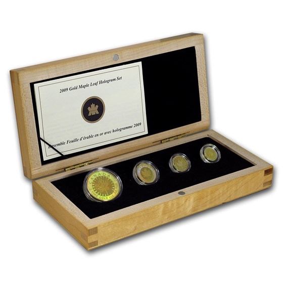 2009 Canada 4-Coin Proof Gold Maple Leaf Hologram Set (1.4 oz) 2009 Canada 4-Coin Proof Gold Maple Leaf Hologram Set (1.4 oz)