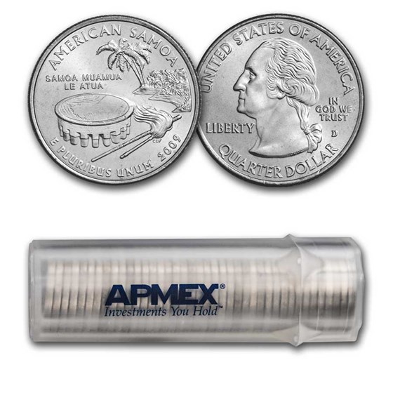 2009-D American Samoa U.S. Territory Quarter 40-Coin Roll BU 2009-D American Samoa U.S. Territory Quarter 40-Coin Roll BU