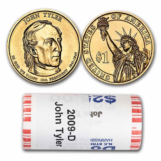 2009-D John Tyler 25-Coin Presidential Dollar Roll 2009-D John Tyler 25-Coin Presidential Dollar Roll