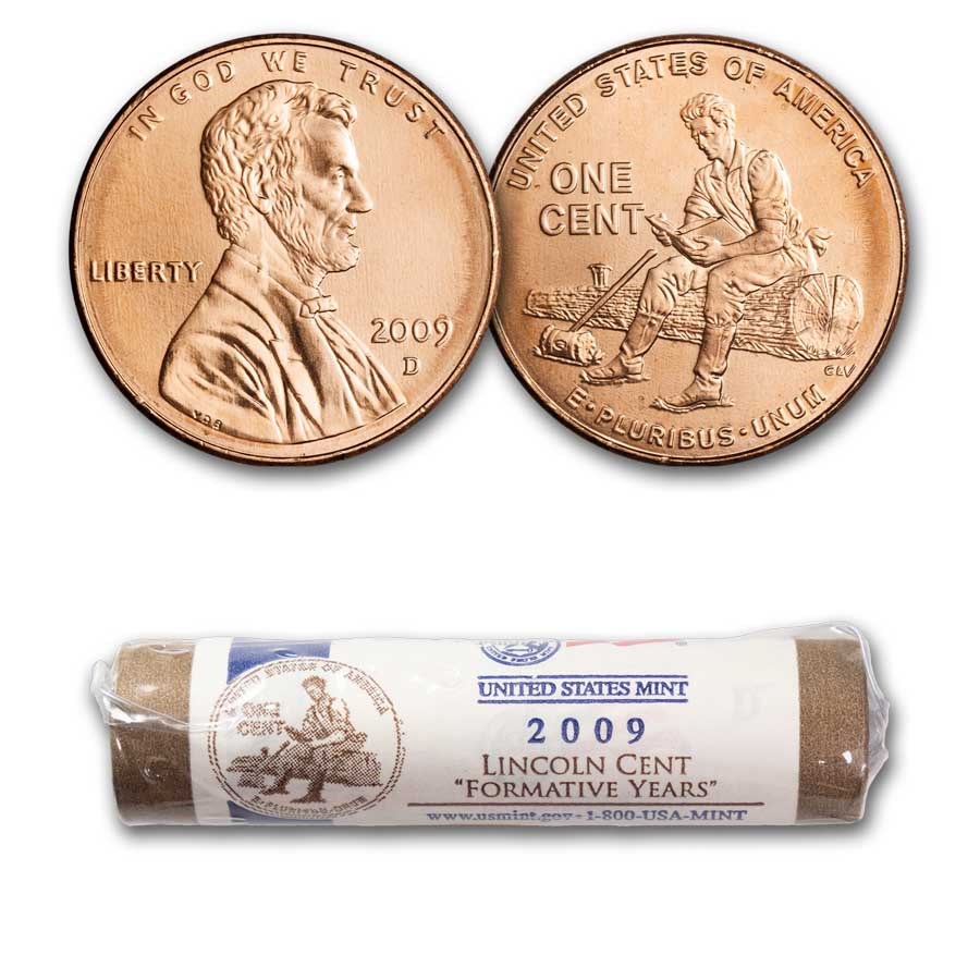 2009-D Lincoln Cent Formative Years 50-Coin Mint Wrapped Roll BU