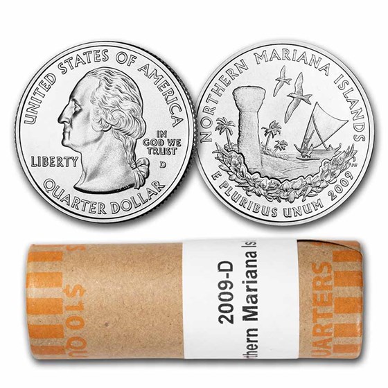2009-D Mariana Islands U.S. Territory Quarter 40-Coin Roll BU 2009-D Mariana Islands U.S. Territory Quarter 40-Coin Roll BU
