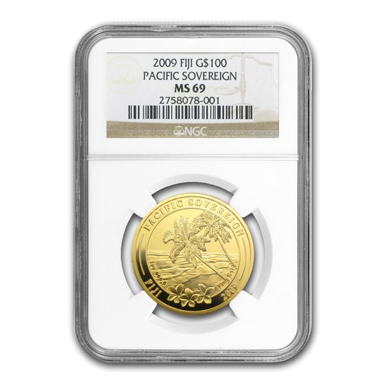 2009 Fiji 1 oz Gold $100 Pacific Sovereign MS-69 NGC 2009 Fiji 1 oz Gold $100 Pacific Sovereign MS-69 NGC
