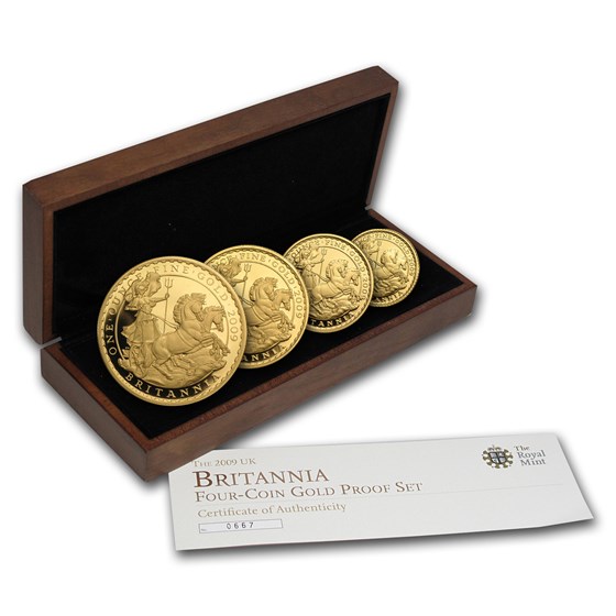 2009 GB 4-Coin Gold Britannia Proof Set (w/Box & COA) 2009 GB 4-Coin Gold Britannia Proof Set (w/Box & COA)