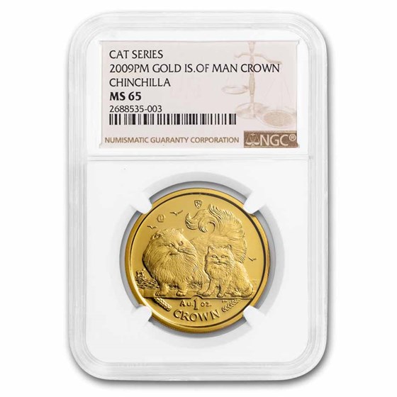2009 Isle of Man 1 oz Gold Chinchilla Cat MS-65 NGC 2009 Isle of Man 1 oz Gold Chinchilla Cat MS-65 NGC
