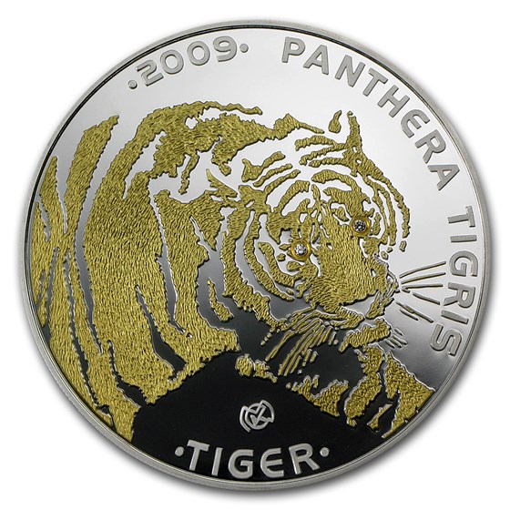 2009 Kazakhstan Silver 100 Tenge Endangered Animal Tiger Proof 2009 Kazakhstan Silver 100 Tenge Endangered Animal Tiger Proof