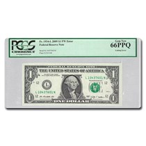 2009 (L-San Fran) $1 FRN CU-66 PPQ PCGS (Fr#1934-L) Cutting Error