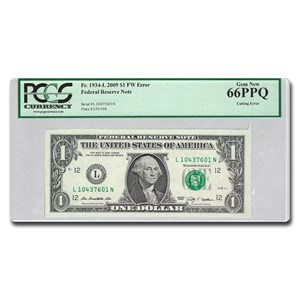 Error Fran 2009 (L-San Fran) $1 FRN CU-66 PPQ PCGS (Fr#1934-L) Cutting Error