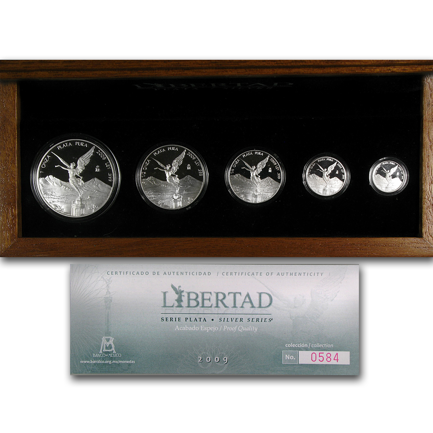 Buy 5-Coin 2009 Mexican 1.9 oz Silver Libertad Prf Set | APMEX