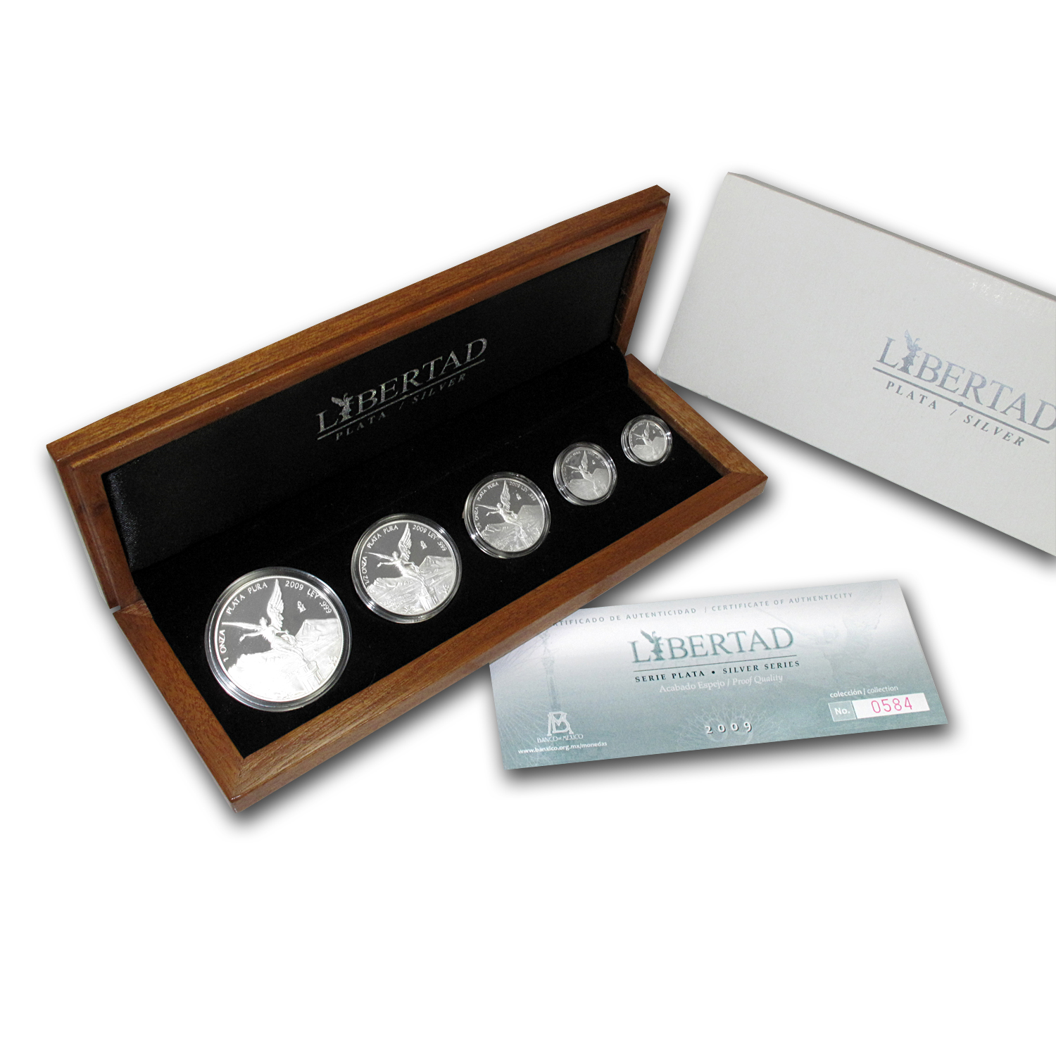 Buy 5-Coin 2009 Mexican 1.9 oz Silver Libertad Prf Set | APMEX