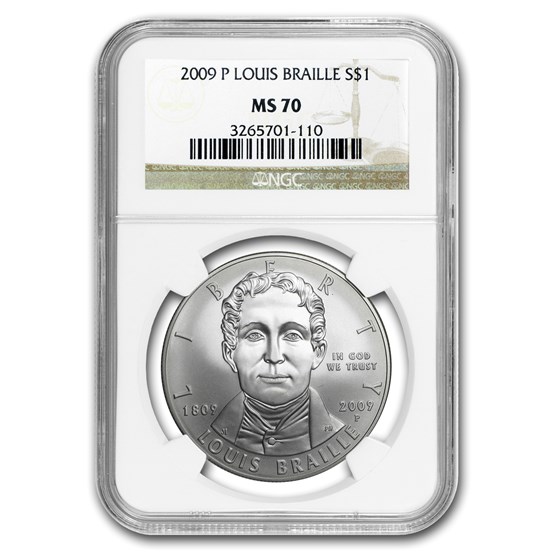 2009-P Louis Braille $1 Silver Commem MS-70 NGC 2009-P Louis Braille $1 Silver Commem MS-70 NGC