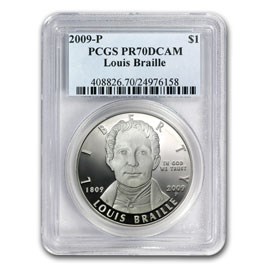 2009-P Louis Braille $1 Silver Commem PR-70 PCGS 2009-P Louis Braille $1 Silver Commem PR-70 PCGS