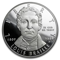 2009 Louis Braille Silver Dollar Proof