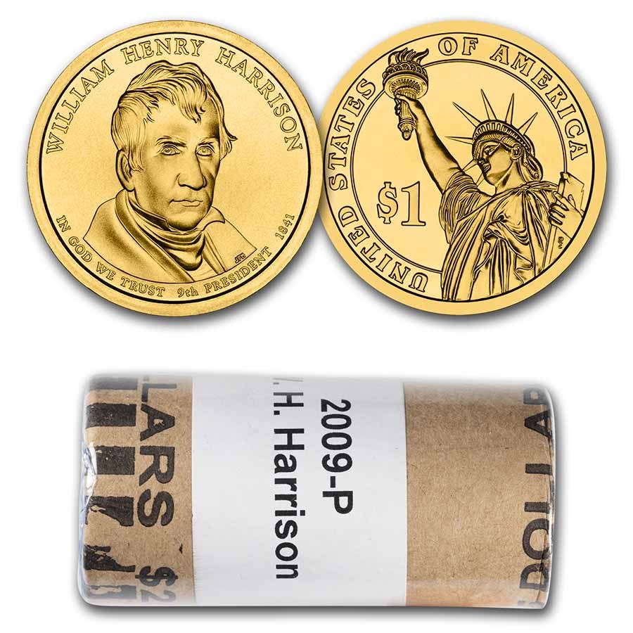 2009-P William Harrison 25-Coin Presidential Dollar Roll