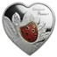 2009 Palau Silver $5 Good Luck & Prosperity Ladybug Heart Shape