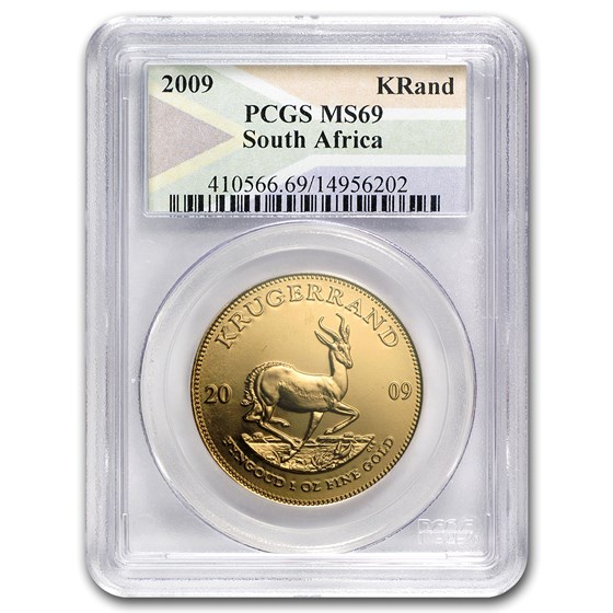 2009 South Africa 1 oz Gold Krugerrand MS-69 PCGS 2009 South Africa 1 oz Gold Krugerrand MS-69 PCGS