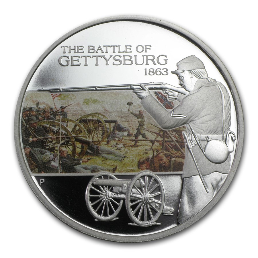 2009 TUV 1 oz Silver Colorized Battle of Gettysburg PF (Cap Only)
