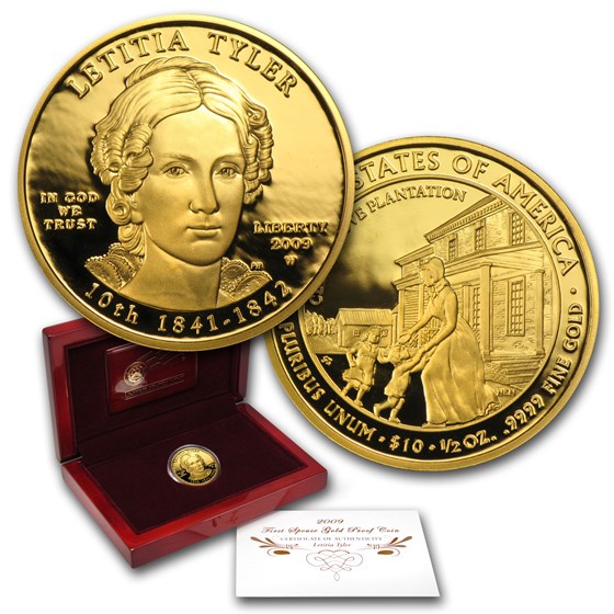2009-W 1/2 oz Proof Gold Letitia Tyler (w/Box & COA) 2009-W 1/2 oz Proof Gold Letitia Tyler (w/Box & COA)