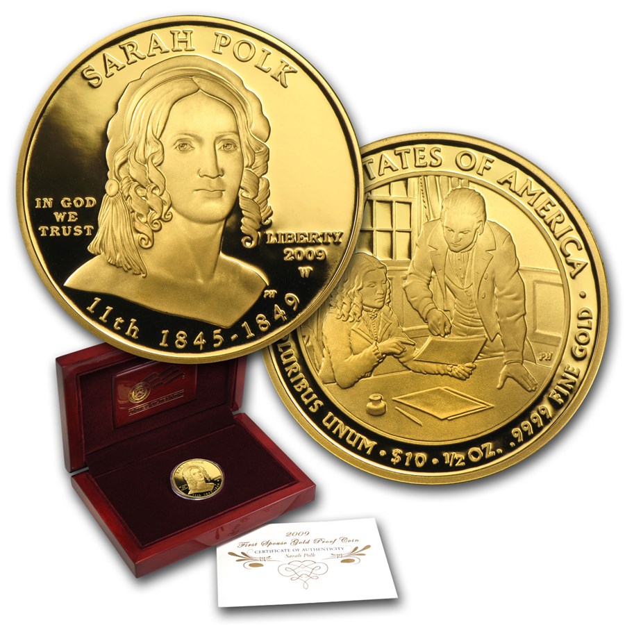 2009-W 1/2 oz Proof Gold Sarah Polk (w/Box & COA)