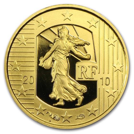 2010 1/25 oz Proof Gold The Sower Anniv of the New Franc 2010 1/25 oz Proof Gold The Sower Anniv of the New Franc