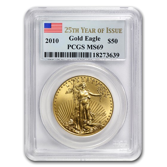2010 1 oz American Gold Eagle MS-69 PCGS (25th Year of Issue)