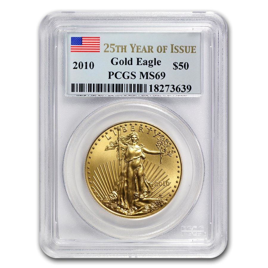 2010 1 oz American Gold Eagle MS-69 PCGS (25th Year of Issue)