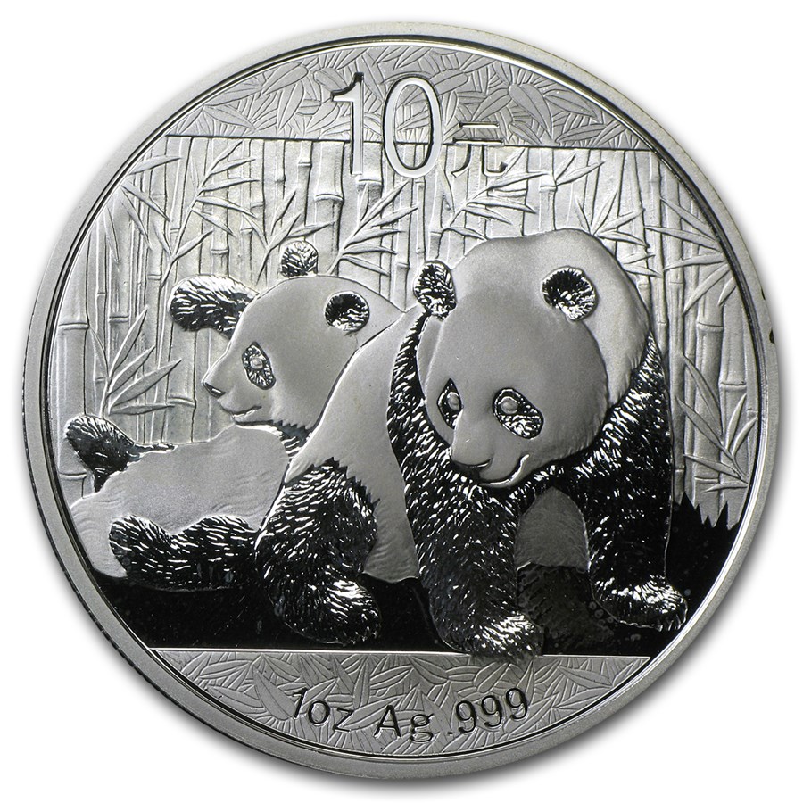 2010 1 oz Silver Chinese Panda (Spotted, Abrasions)