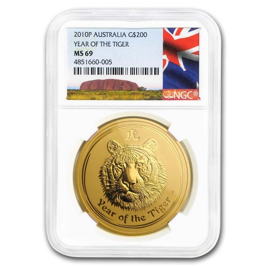 2010 2 oz Gold Lunar Year of the Tiger MS-69 NGC (Series II)