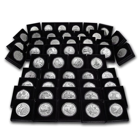 2010-2019-P 50-Coin Burnished 5 oz Silver ATB Set (w/Box & COA)