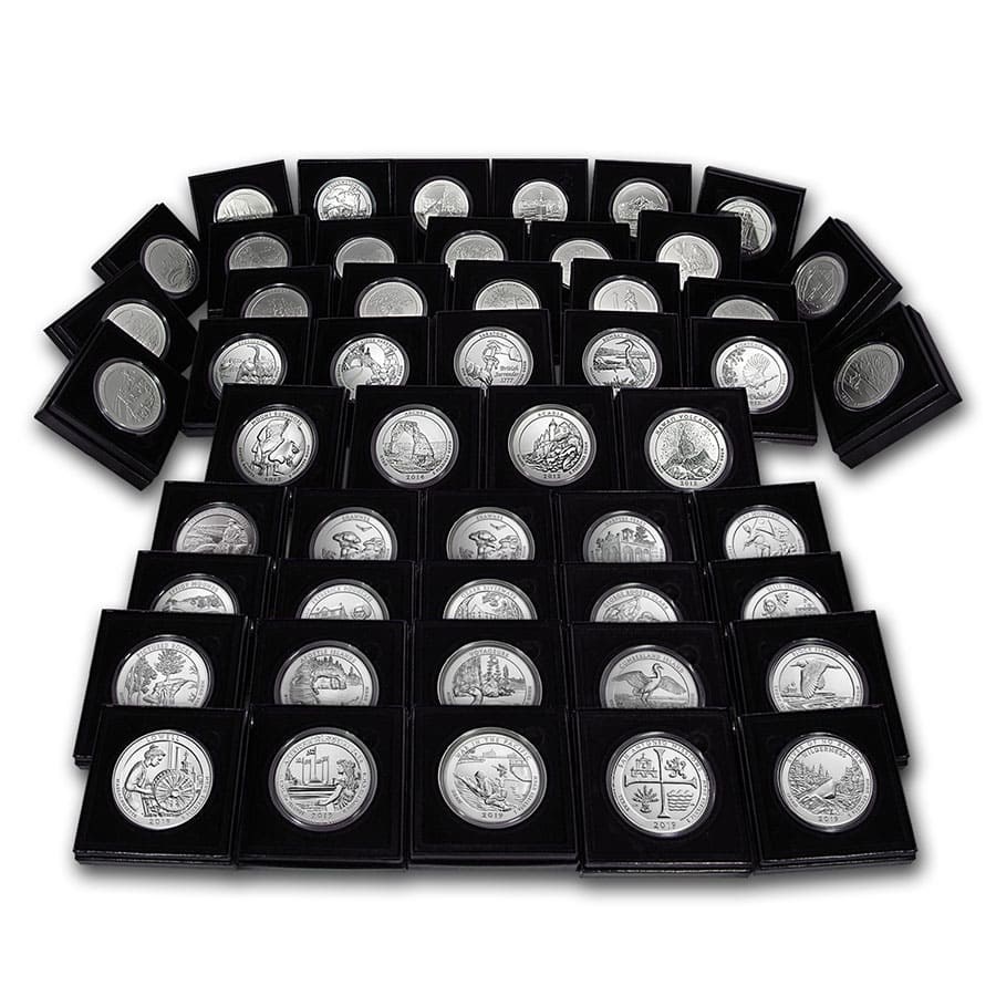 2010-2019-P 50-Coin Burnished 5 oz Silver ATB Set (w/Box & COA)