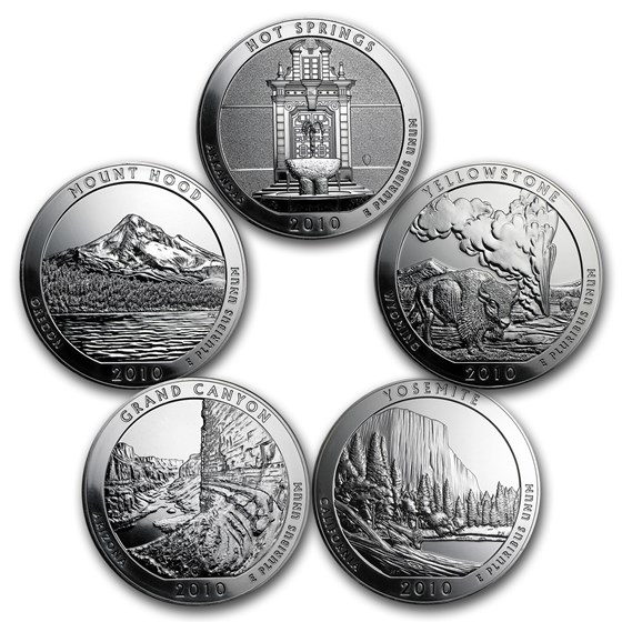 2010 5-Coin 5 oz Silver ATB Set (America the Beautiful)