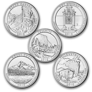 2010 5-Coin 5 oz Silver ATB Set Choice BU PCGS 2010 5-Coin 5 oz Silver ATB Set Choice BU PCGS